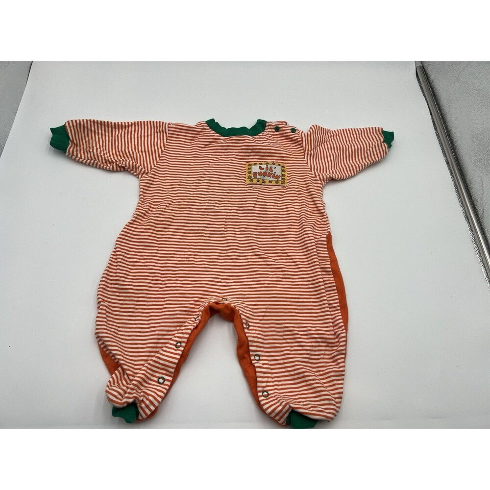 Vintage 1990s Honors Baby "Lil' Pumpkin" Halloween romper sleeper 18 Months